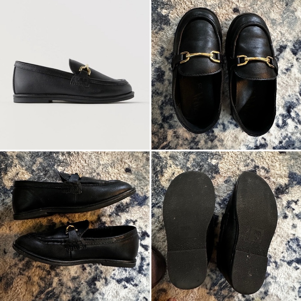 Zara kids loafers with gold buckle